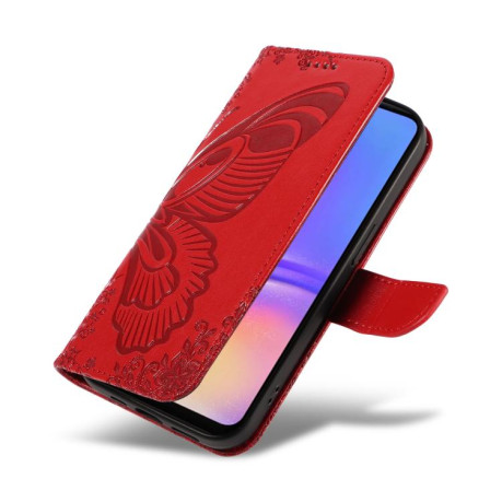 Чехол-книжка Swallowtail Butterfly Embossed Leather на Samsung Galaxy A07 5G - красный