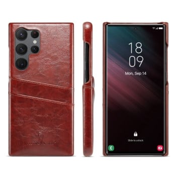 Шкіряний чохол Fierre Shann Retro Oil Wax на Samsung Galaxy S24 Ultra 5G - коричневий