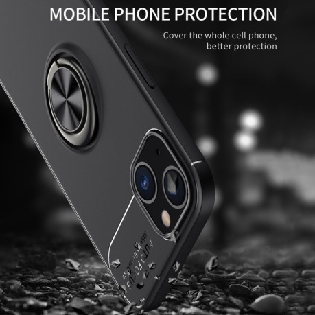 Ударозащитный чехол Metal Ring Holder 360 Degree Rotating на iPhone 14/13 - черный