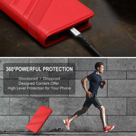 Чехол-книжка Embossed Multi-functional Wallet Retro Leather на Infinix Hot 50 Pro 4G - красный