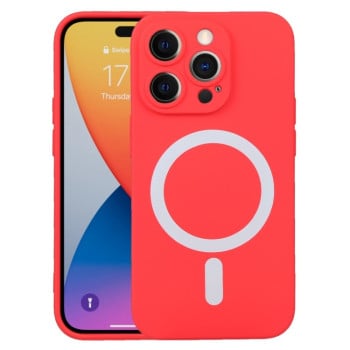 Противоударный чехол Liquid Silicone Full (Magsafe) для iPhone 14 Pro - красный