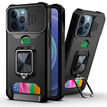 Противоударный чехол Sliding Camera Design для iPhone 13 Pro - черный
