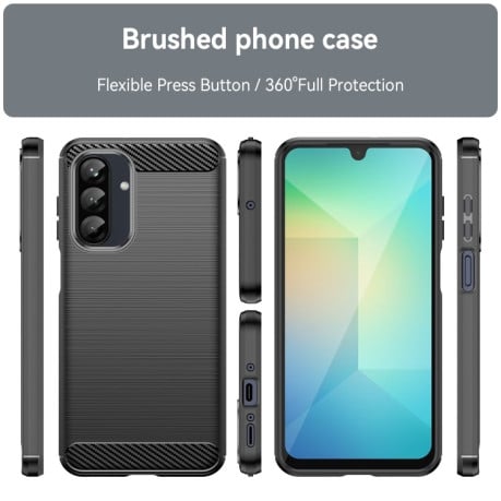 Противоударный чехол Brushed Texture Carbon Fiber на Samsung Galaxy A26 5G - черный