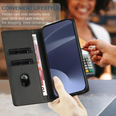 Чехол-книжка Embossed Multi-functional Wallet Retro Leather на Realme GT7 Pro - черный