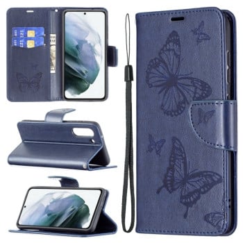 Чохол-книжка Butterflies Pattern Samsung Galaxy S21 FE - синій