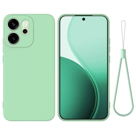 Силиконовый чехол Solid Color Liquid Silicone на OPPO Reno14 F 5G Global - зеленый
