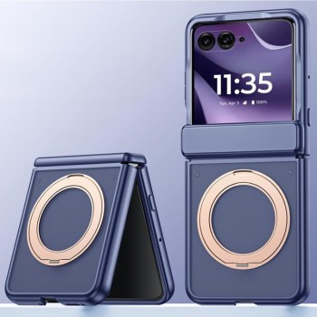 Матований чохол Escase із софт-тач покриттям та поворотним кільцем на Motorola Razr 70 Ultra — синій