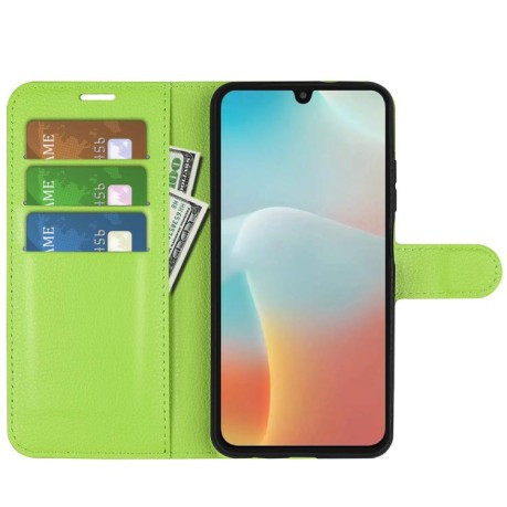Чехол-книжка Litchi Texture Horizontal Flip Leather на Samsung Galaxy M16 / F16 - зеленый