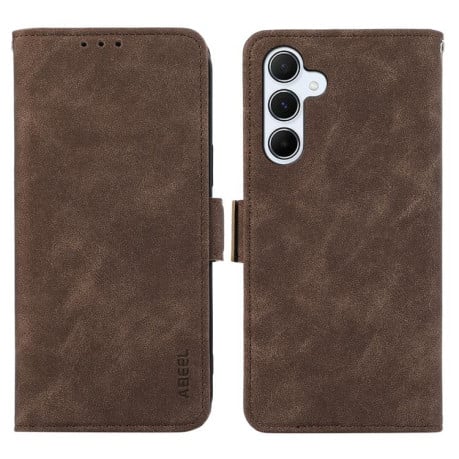 Чехол-книжка ABEEL Color Block с защитой от сканирования RFID на Samsung Galaxy S25 FE 5G - коричневый