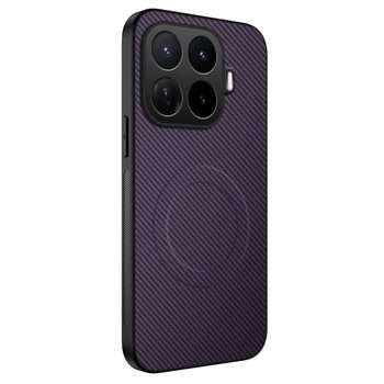 Магнітний чохол Wanlonfeng серії TQ з текстурою карбону на Xiaomi 17T Pro 5G — фіолетовий
