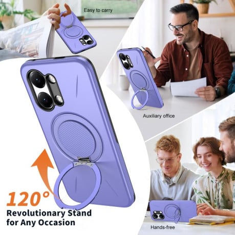Чохол Metal Rotation Holder MagSafe TPU Hybrid PC з металевим поворотним тримачем і MagSafe на Xiaomi Redmi Turbo 5 Max 5G / Poco X8 Pro Max 5G — фіолетовий