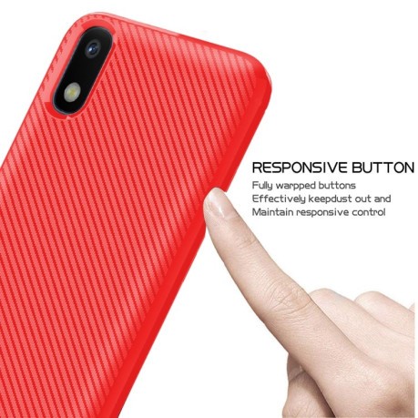 Противоударный чехол Carbon Fiber Texture на Xiaomi Redmi 9A - красный
