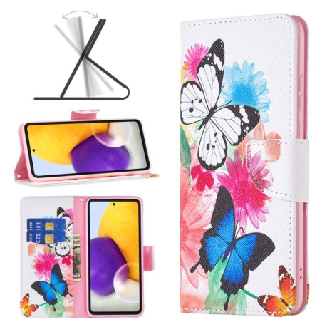 Чехол-кошелек Colored Drawing Pattern для Samsung Galaxy A73 5G - Butterfly