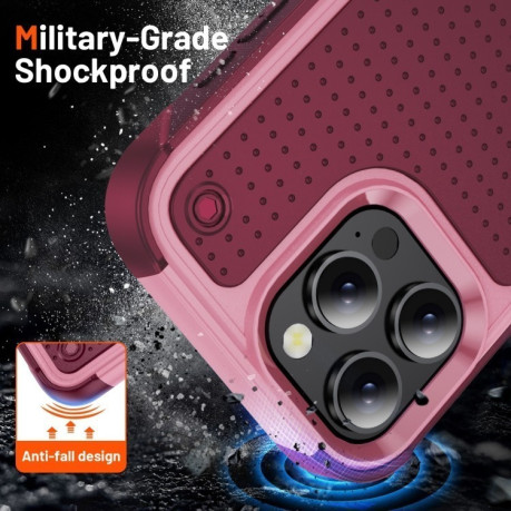 Протиударний чохол PC + TPU Shockproof Protective для iPhone 16 Pro - Pink+Dark Red