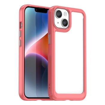 Протиударний чохол Colorful Acrylic Series із кольоровою силіконовою боковиною на iPhone 15 Plus - червоний