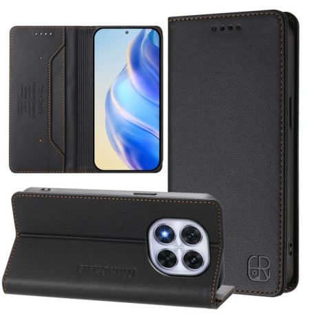 Чехол-книжка RC01 Dual-Folded Magnetic Suction RFID Leather на Xiaomi Redmi Note 14 Pro 4G - черный