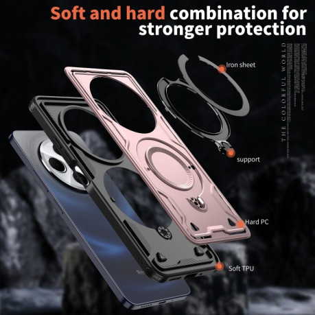 Протиударний чохол MagSafe Holder Armor PC Hybrid для Xiaomi Redmi 14C 5G - рожеве золото