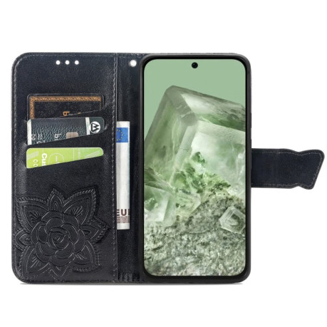 Чехол-книжка Butterfly Love Flower Embossed для Google Pixel 8a - черный