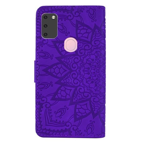 Чехол-книжка Lucky Clover Halfway Mandala Embossing Pattern на Samsung Galaxy M21/M30s- фиолетовый
