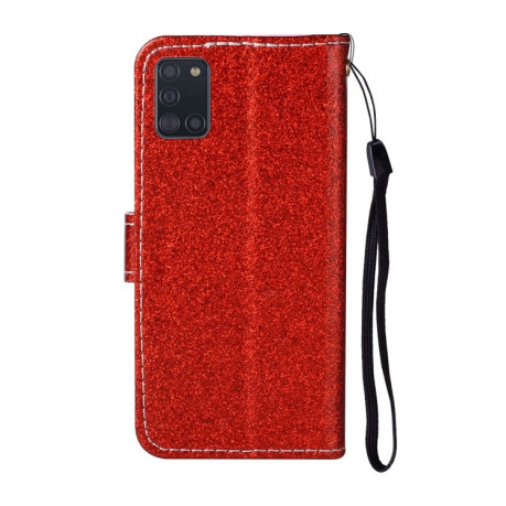 Чехол-книжка Glitter Powder на Samsung Galaxy A31 - красный