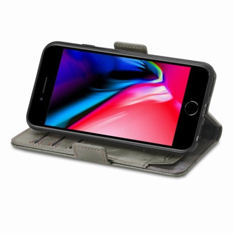 Чохол-книжка CaseNeo Splicing Dual Magnetic Buckle Leather для iPhone 16e - сірий