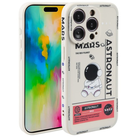 Чохол протиударний Astronaut Pattern Silicone Straight Edge для iPhone 16 Pro - Mars Astronaut-White