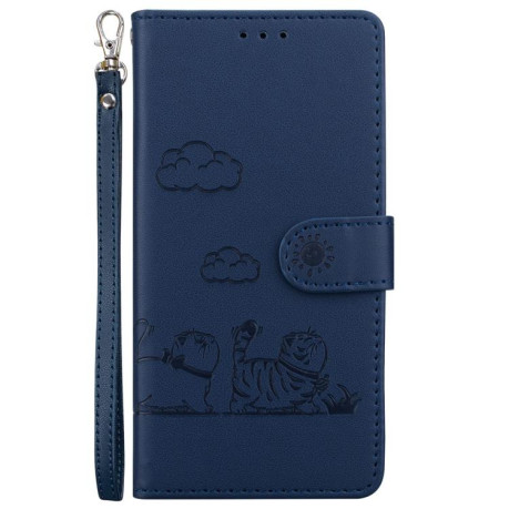 Чехол-книжка Cute Cats RFID Leather для Xiaomi Redmi Note 14 4G 164.84mm - синий