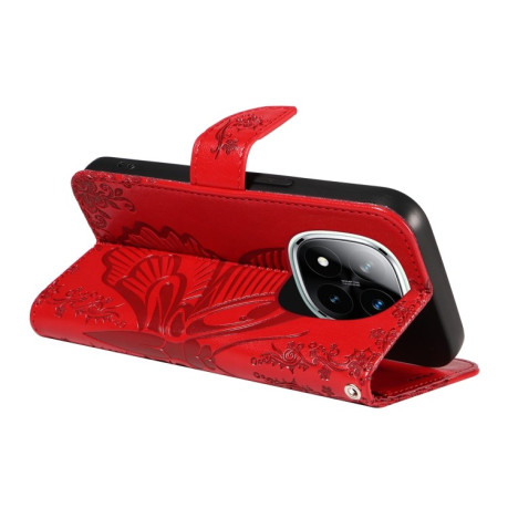 Чохол-книжка Swallowtail Butterfly Embossed Leather для Xiaomi Redmi Note 14 Pro / 14 Pro+ 5G - червоний
