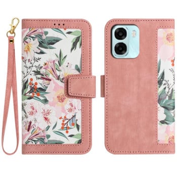 Чохол-книжка Floral Pattern Leather на OPPO A6 Pro 5G — рожевий