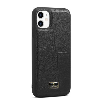 Противоударный чехол Fierre Shann Leather для iPhone 11 - Ox Tendon Black