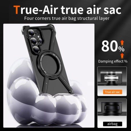Протиударний чохол Titanium Alloy MagSafe Magnetic Airbag Shockproof для Samsung Galaxy S25 Ultra 5G - чорний