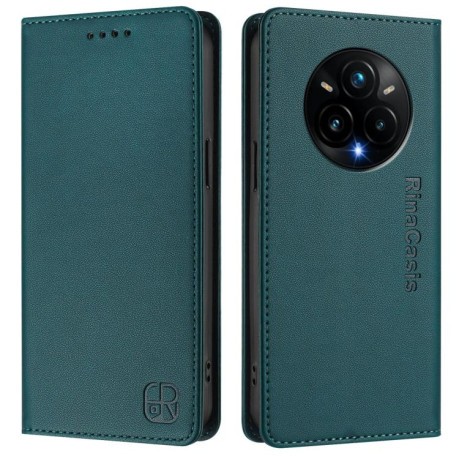 Чохол-книжка RC01 Dual-Folded Magnetic Suction RFID Leather на Realme 14 Pro+ 5G - зелений
