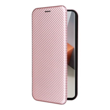 Чохол-книжка Carbon Fiber Texture на Xiaomi Redmi Note 13 Pro+ - рожевий