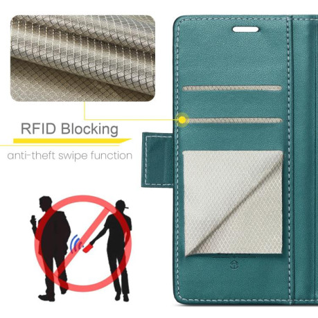 Чехол-книжка CaseMe 023 Butterfly Buckle Litchi Texture RFID Anti-theft Leather для OPPO Reno13 - зеленый