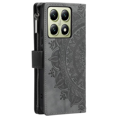 Чехол-книжка Multi-Card Totem Zipper Leather  для Xiaomi 14T - серый