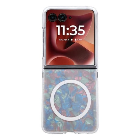 Противоударный чехол Pearlescent Shell Texture MagSafe для Motorola Razr 60 Ultra - бежевый