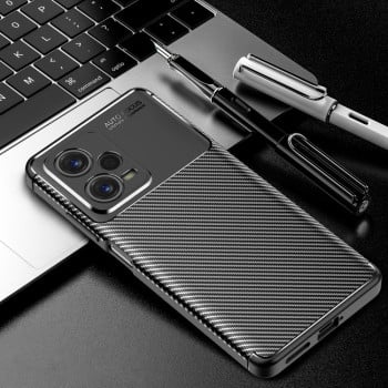 Ударозащитный чехол HMC Carbon Fiber Texture на Xiaomi Redmi Note 12 Pro 5G/Poco X5 Pro - черный