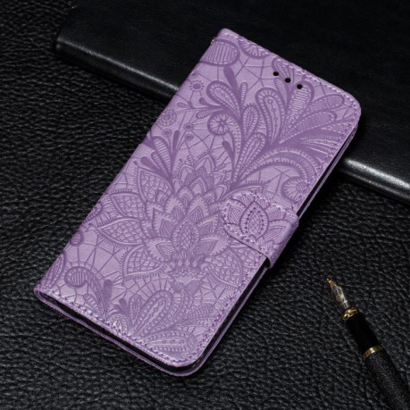 Чехол-книжка Lace Flower для Realme 14 Pro+ - фіолетовий