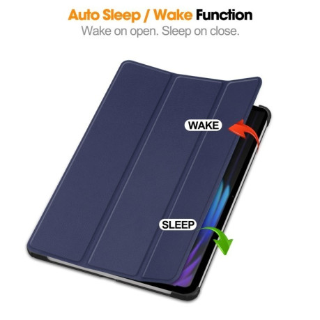 Чехол Custer Texture Three-folding Sleep/Wake-up для Xiaomi Pad 7 / 7 Pro- черный - синий