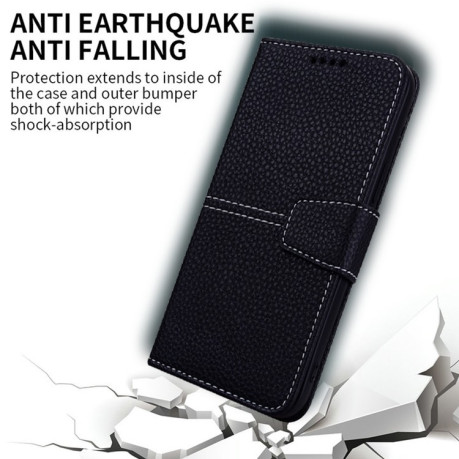 Чехол-книжка Litchi RFID Leather для iPhone 14 Pro - черный