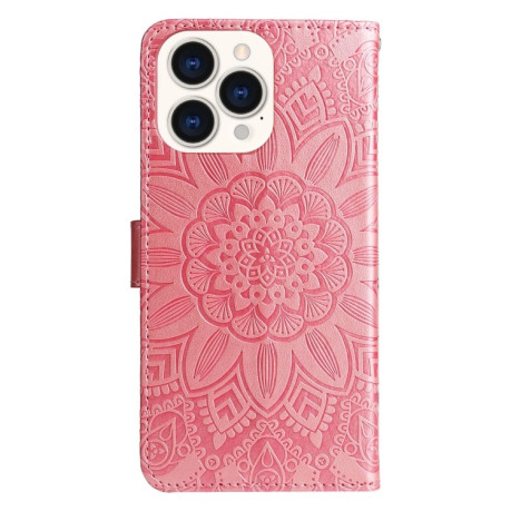 Чехол-книжка Embossed Sunflower для  iPhone 14 Pro Max - розовый