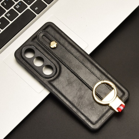 Противоударный чехол Wristband Leather Back для OnePlus Ace 3V - черный