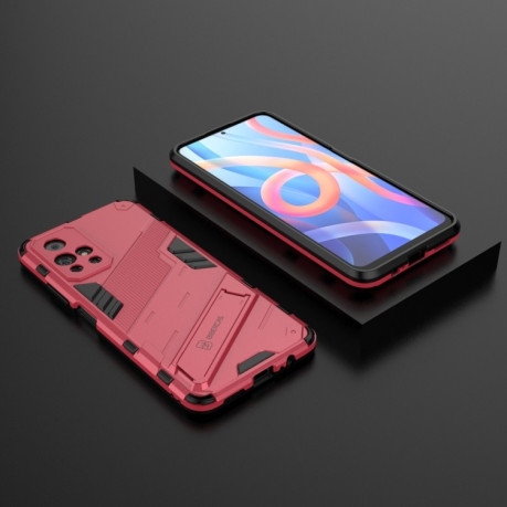 Противоударный чехол Punk Armor для Xiaomi Redmi Note 11 - светло-красный