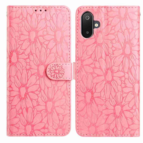 Чехол-книжка Daisy Embossed Leather для Samsung Galaxy M06 5G - розовый