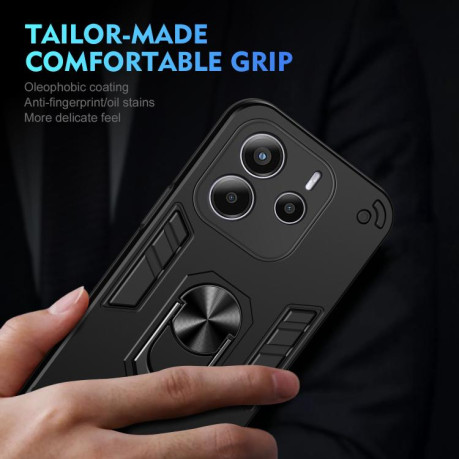 Ударозахисний чохол Shockproof Metal Ring Holder для Xiaomi Redmi Note 14 4G 164.84mm - чорний