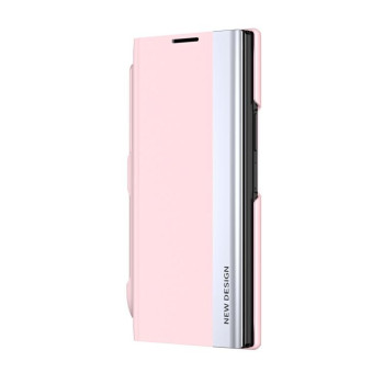 Чехол-книжка с металлизированной рамкой Side Electroplated с держателем на стилуса Pen Slot на Samsung Galaxy TriFold — розовый