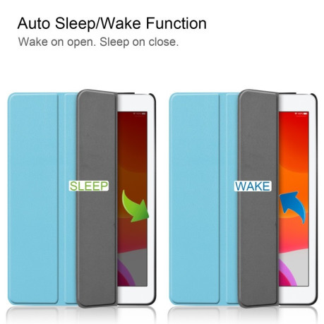 Чехол Custer Texture Three-folding Sleep/Wake-up на iPad 9/8/7 10.2 (2019/2020/2021) Небесно-голубой