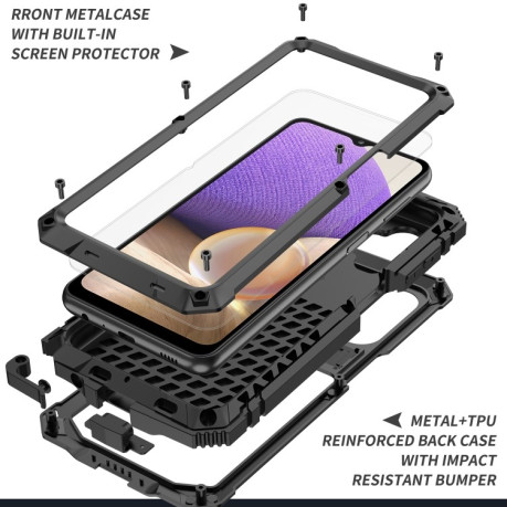 Противоударный металлический чехол R-JUST Dustproof на Samsung Galaxy A32 5G / M32 5G - черный