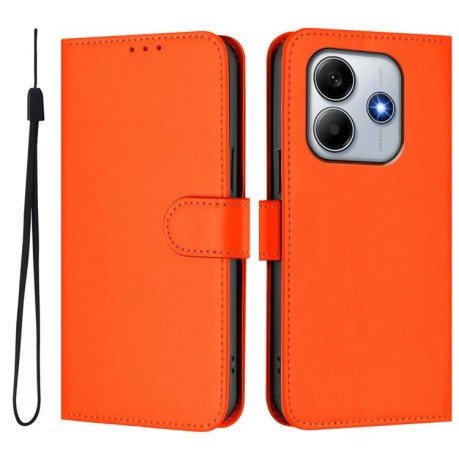 Чехол-книжка Skin Feel Solid Color Leather для Xiaomi Poco M7 Pro 5G - оранжевый