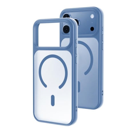 Чехол Oil-spray Skin Feel MagSafe гибрид на iPhone 17 Pro Max - голубой